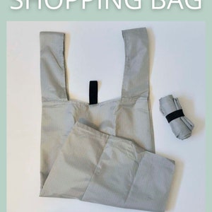 PDF sewing pattern tutorial for Reusable Nylon Shopping Bag sewing pattern, Roll-Up eco friendly grocery bag tutorial, DIY fold shopper tote