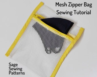 Saco de roupa para máscara facial, padrão de costura para download em PDF, padrão de costura de bolsa com zíper de malha e tutorial, saco de lingerie