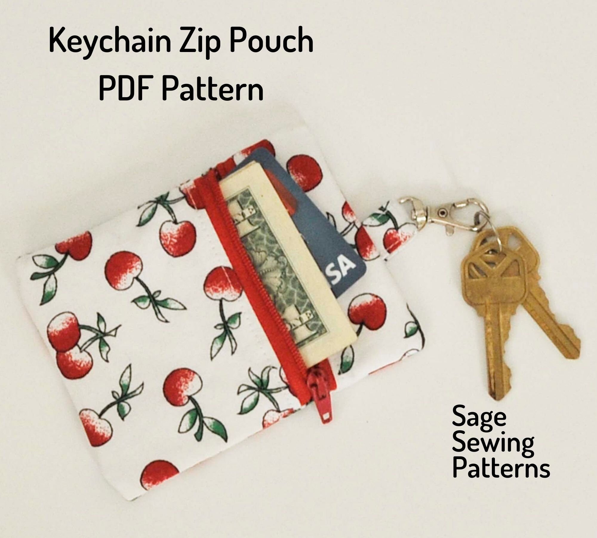 Keychain Coin purse PDF downloadable sewing pattern Zipper Etsy Nederland