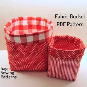 Nesting fabric baskets, PDF downloadable sewing pattern, home storage sewing template and tutorial, easy DIY box