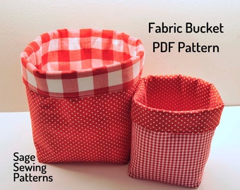 Nesting fabric baskets, PDF downloadable sewing pattern, home storage sewing template and tutorial, easy DIY box
