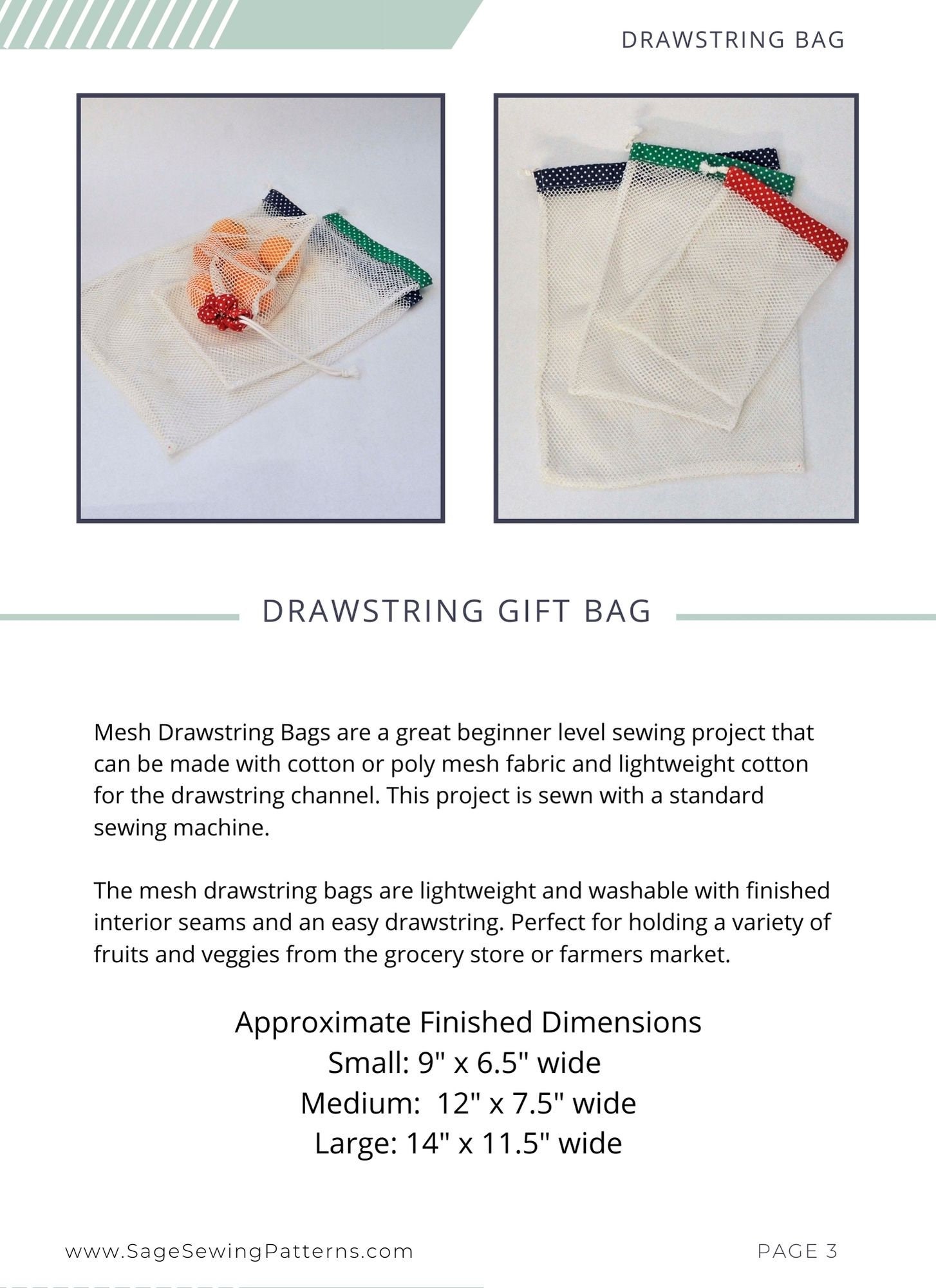 Grocery Bag Bundle of 2 PDF Downloadable Sewing Tutorial, Fabric ...