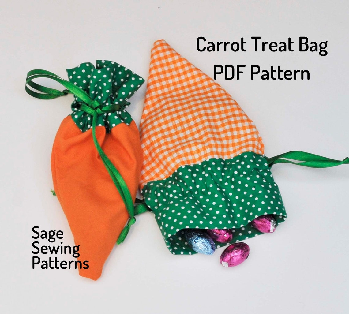 Carrot Treat Bag PDF downloadable sewing pattern Easter Etsy