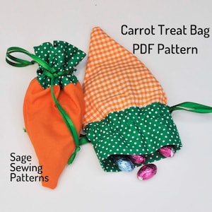 Drawstring Candy Bag, PDF downloadable sewing pattern, Easter sewing template and tutorial, easy DIY drawstring bag