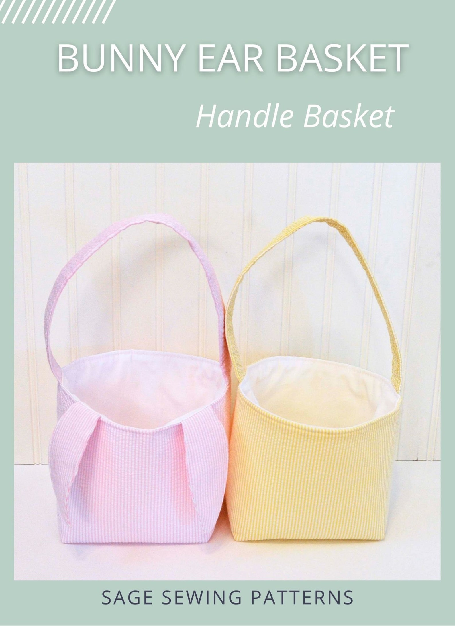 Easter Bunny Basket, PDF Downloadable Sewing Pattern, Fabric Handle ...