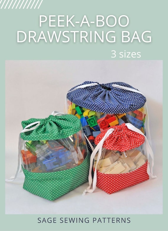 Clear vinyl top drawstring bags