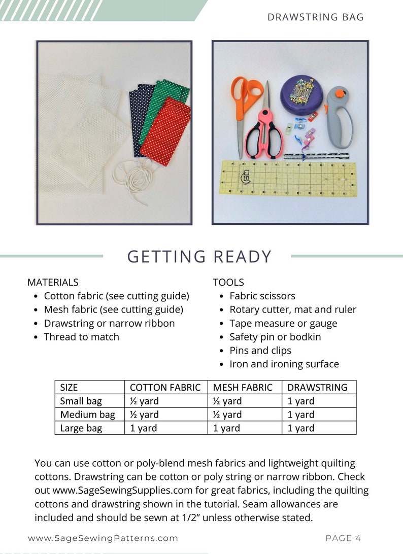 Drawstring Ruller Bag Fruit and Veggies Bag Sewing Pattern, PDF Downloadable Sewing Tutorial ...