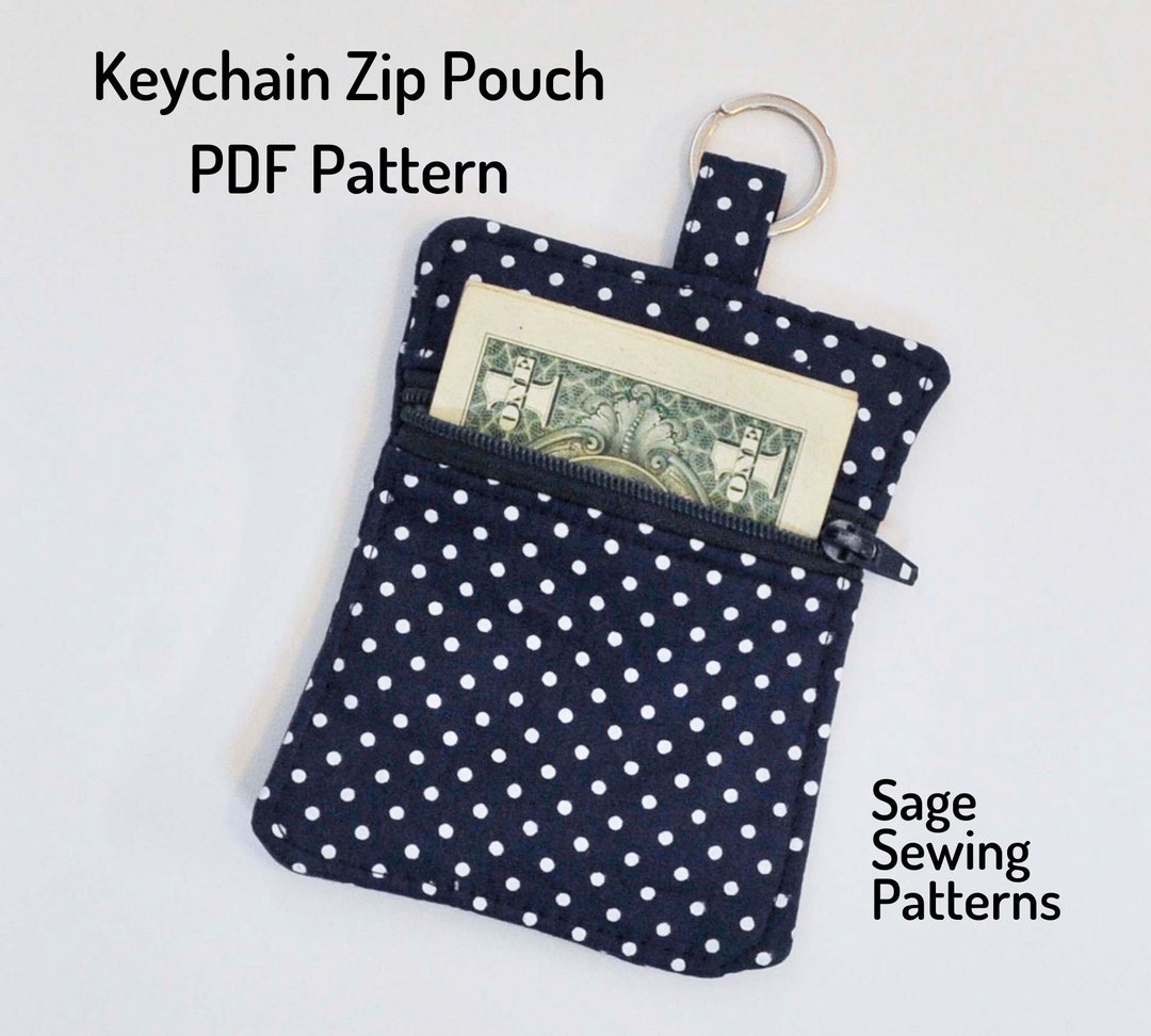Keychain Coin Purse, PDF Downloadable Sewing Pattern, Zipper Pouch