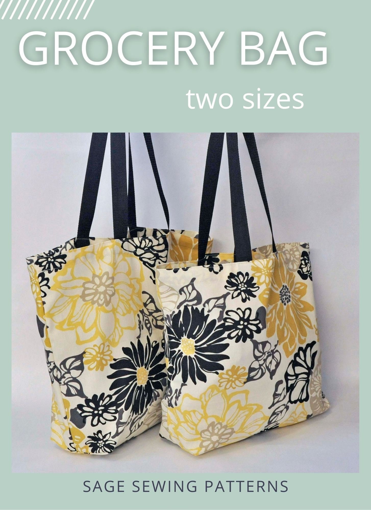 Fabric Grocery Bag Sewing Pattern Tutorial, PDF Digital Download ...