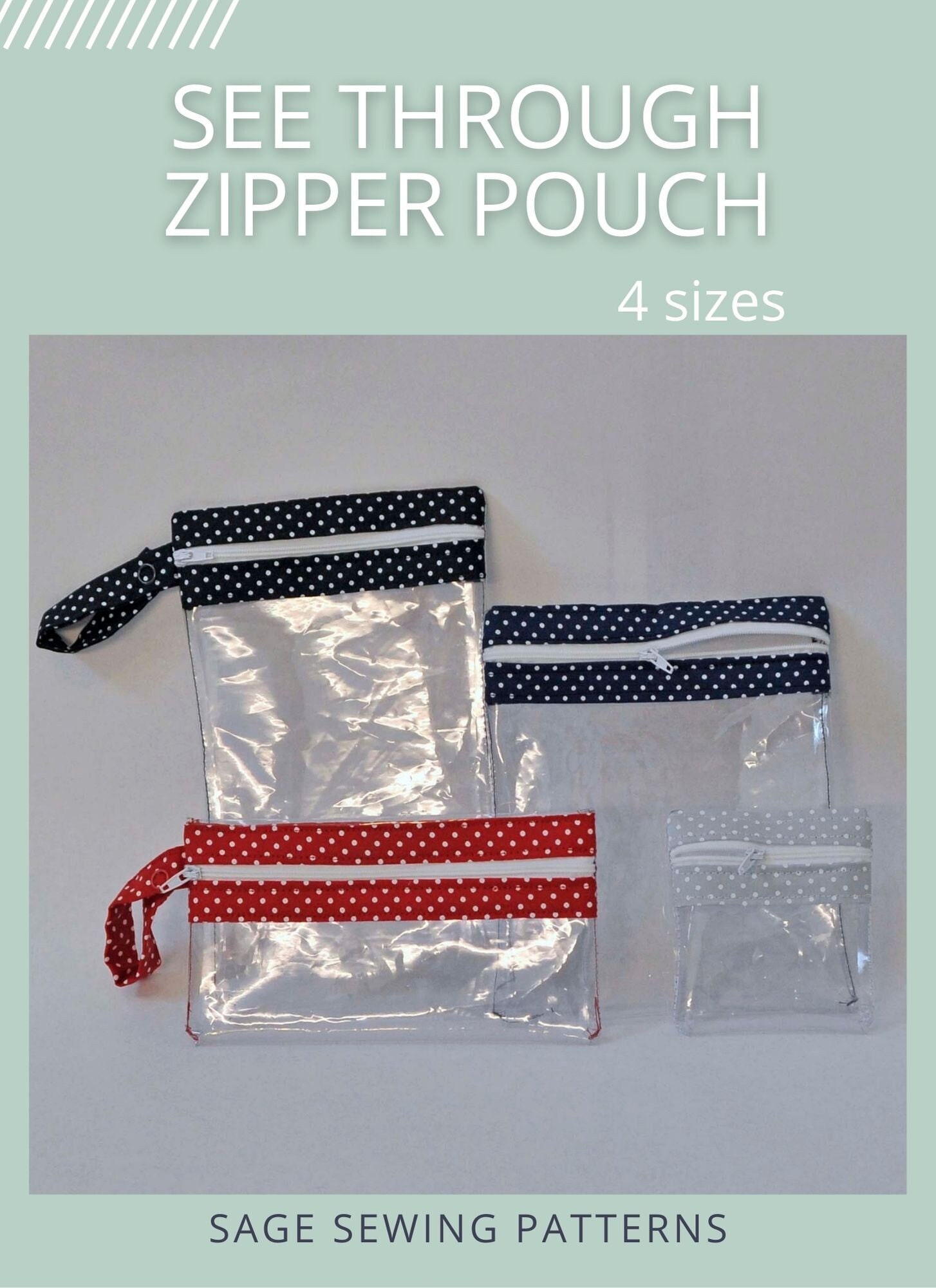 PDF Sewing Pattern Clear Vinyl Zipper Pouch, See Through Zip