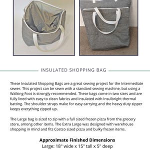 Insulated Grocery Bags Sewing Pattern Tutorial, PDF Digital Download ...
