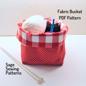 Fabric Basket bins, PDF downloadable sewing pattern, home storage sewing template and tutorial, easy DIY box