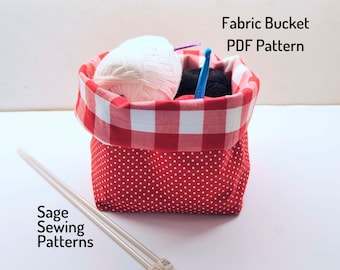 Fabric Basket bins, PDF downloadable sewing pattern, home storage sewing template and tutorial, easy DIY box