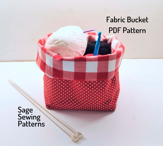 Fabric Basket bins, PDF downloadable sewing pattern, home storage sewing template and tutorial, easy DIY box