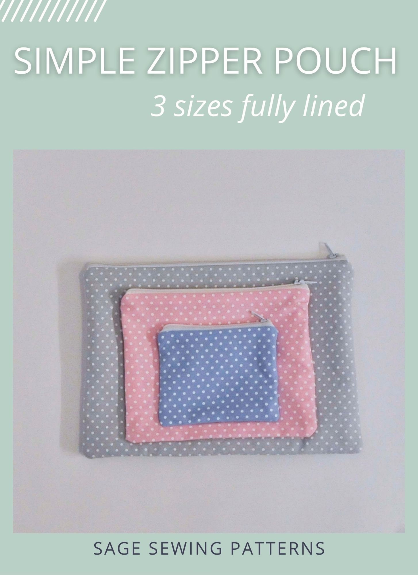 Simple Zipper Pouch PDF Downloadable Sewing Pattern, 3 Sizes Cosmetic ...