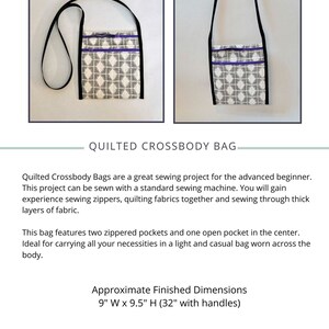Quilted Crossbody Bag Sewing Pattern, PDF Downloadable Sewing Tutorial ...