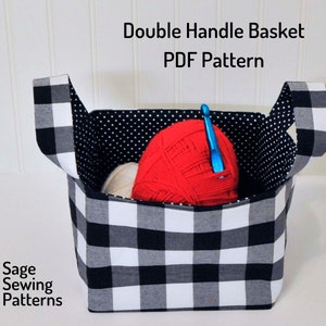Project Basket, e-pattern PDF downloadable sewing pattern, handled box storage sewing template and tutorial, easy DIY box