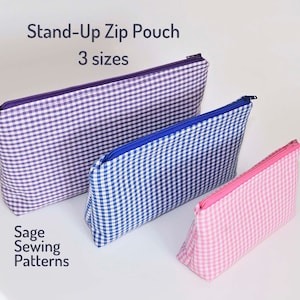 Easy Zipper Pouch Bag, PDF downloadable sewing pattern, Cosmetic Bag sewing template and tutorial, School pencil case