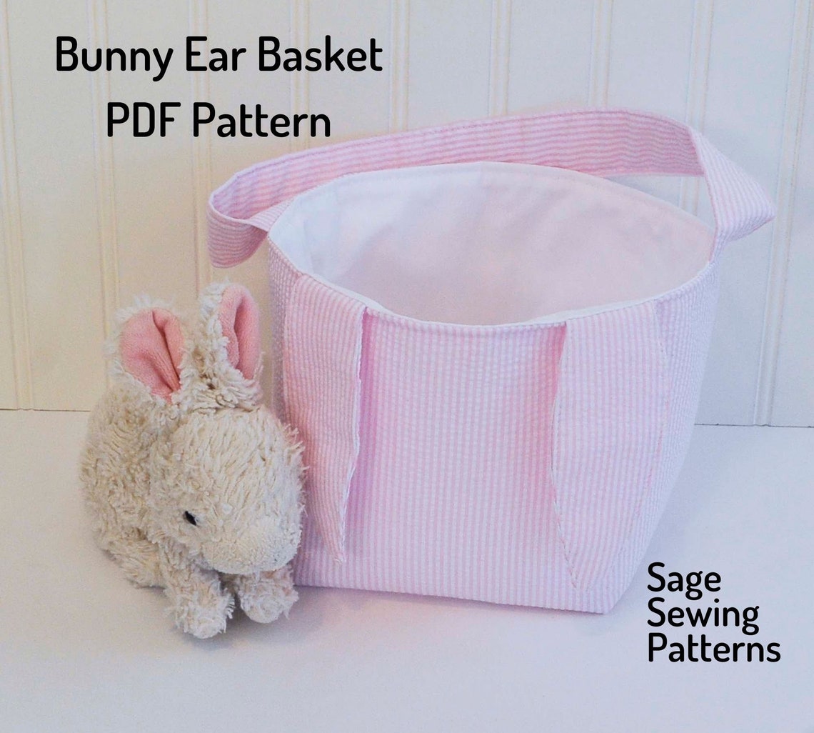 Easter Bunny Basket, PDF Downloadable Sewing Pattern, Fabric Handle ...