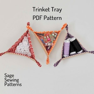 Fabric Tray bins, PDF downloadable sewing pattern, Trinket Tray home storage sewing template and tutorial, easy DIY box