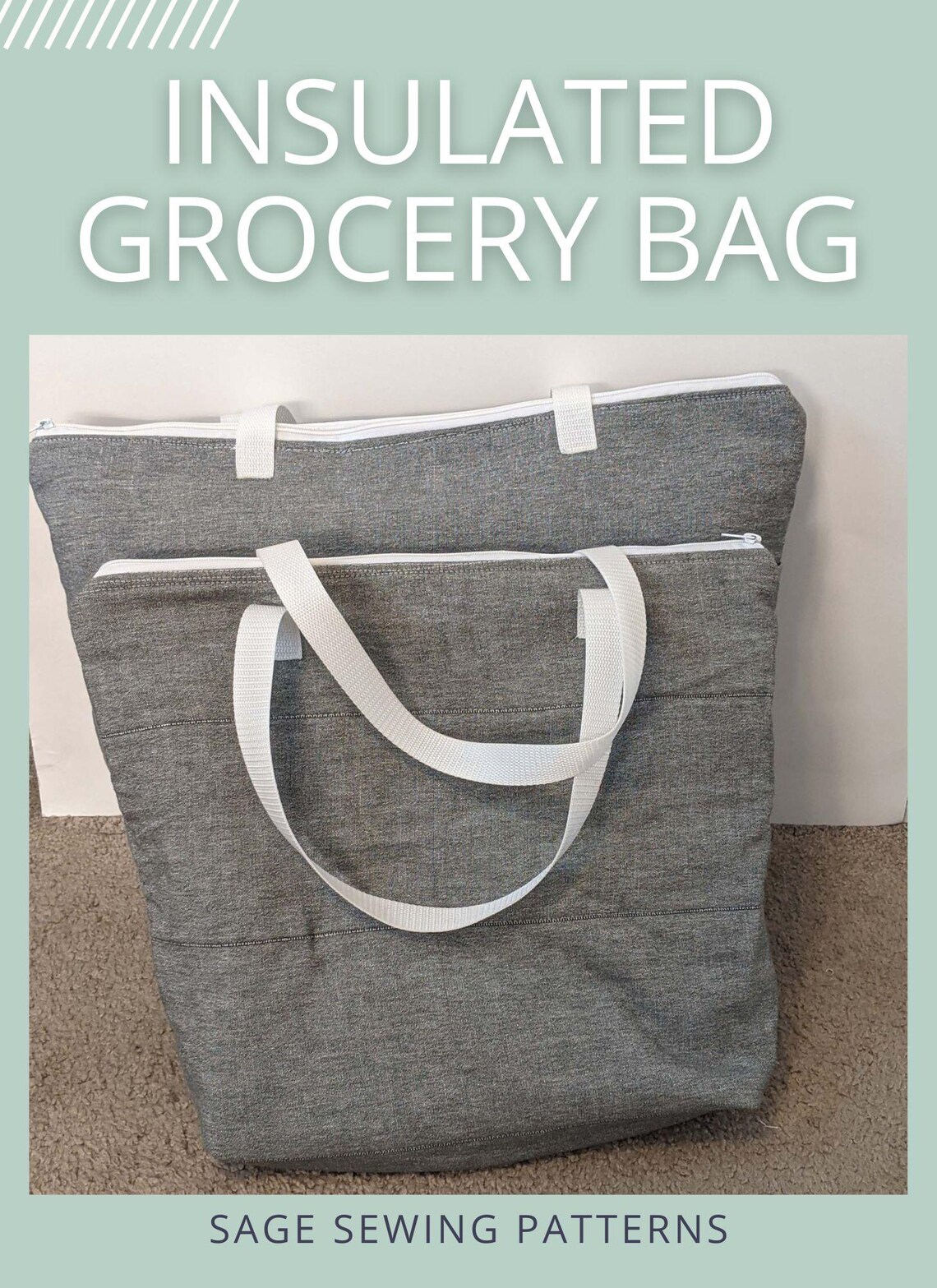 Insulated Grocery Bags Sewing Pattern Tutorial, PDF Digital Download ...