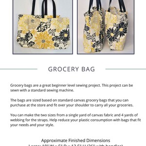 Fabric Grocery Bag Sewing Pattern Tutorial, PDF Digital Download ...