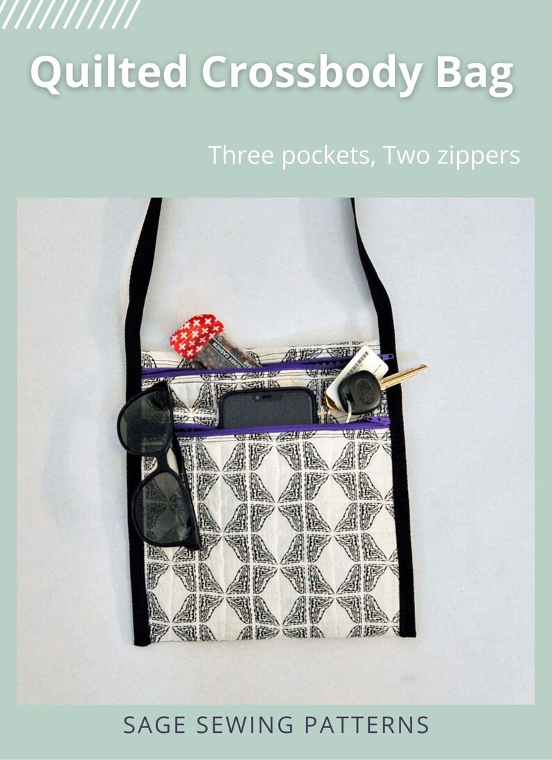 Quilted Crossbody Bag Sewing Pattern, PDF Downloadable Sewing Tutorial ...