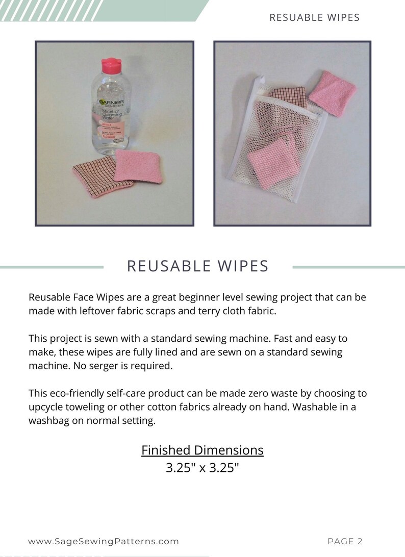 K&ouml;nnte beinhalten: Ein Set wiederverwendbarer Gesichtsreinigungst&uuml;cher in Rosa und Wei&szlig; in einem wei&szlig;en Netzwaschbeutel. Die T&uuml;cher sind 8,26 cm x 8,26 cm gro&szlig;. Der Text "RESUABLE WIPES" befindet sich oben im Bild.