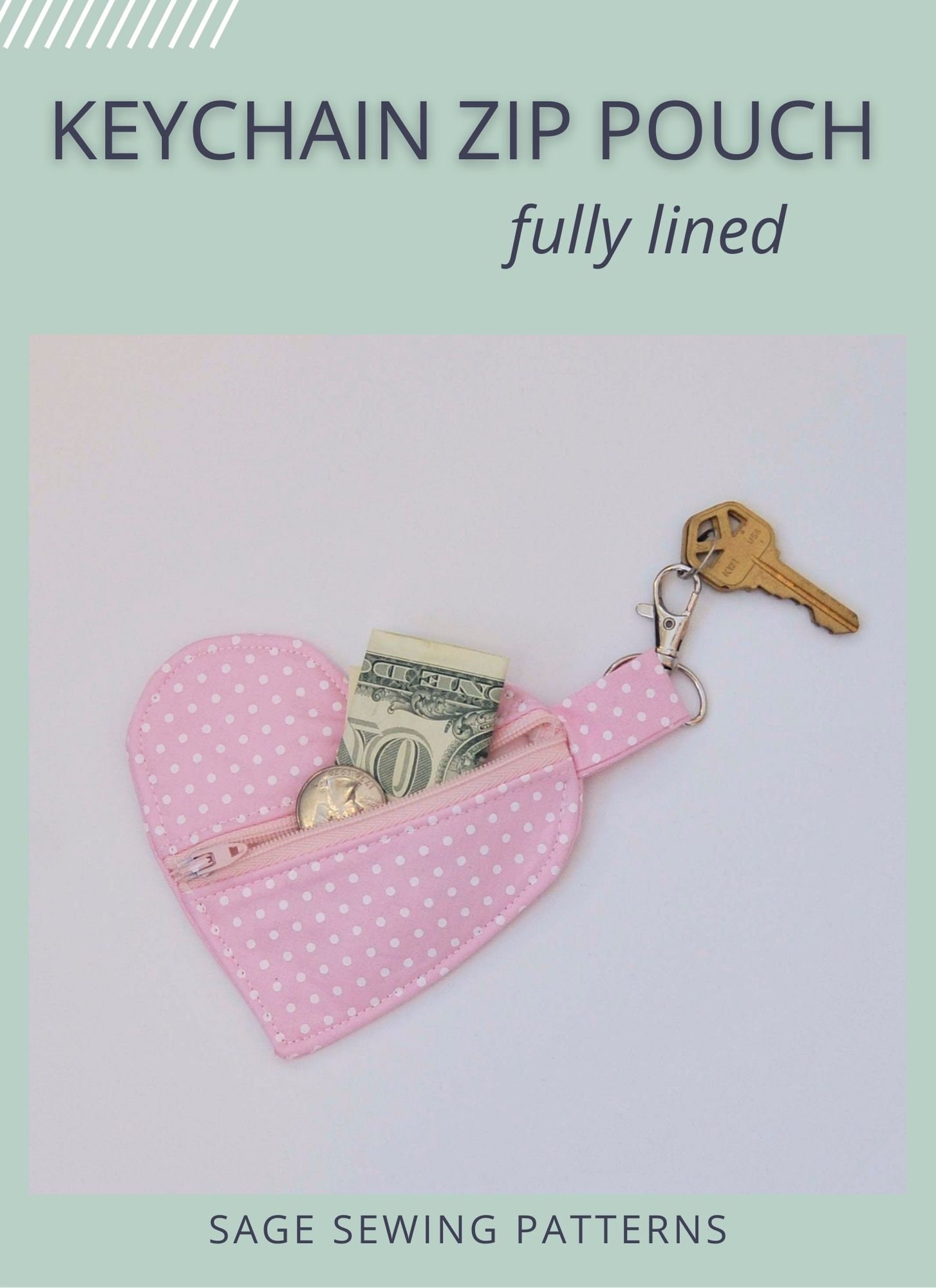 Keychain Zipper Pouch PDF Downloadable Sewing Pattern Coin Etsy UK
