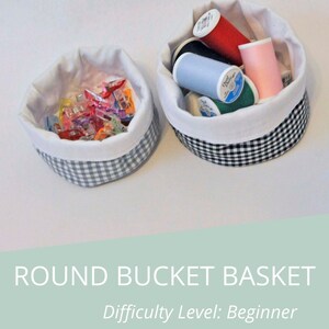 Nesting fabric baskets, PDF downloadable sewing pattern, home storage sewing template and tutorial, easy DIY bowl image 9
