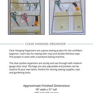 PDF Sewing Pattern Clear Hanging Organizer, Vinyl See Through Pocket ...