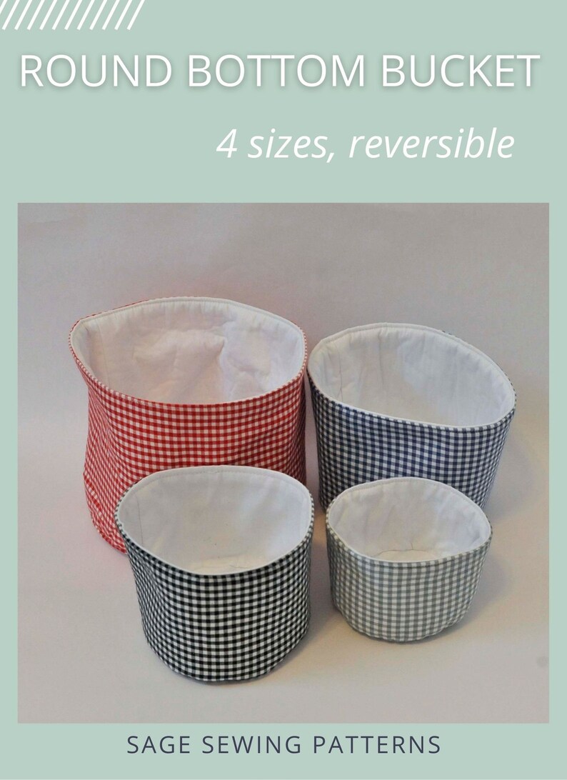 Nesting fabric baskets, PDF downloadable sewing pattern, home storage sewing template and tutorial, easy DIY bowl image 8