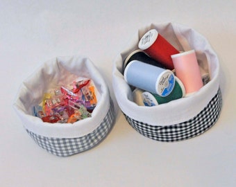 Round trinket bowl, 4 sizes PDF downloadable sewing pattern, home storage sewing template and tutorial, easy DIY bucket basket