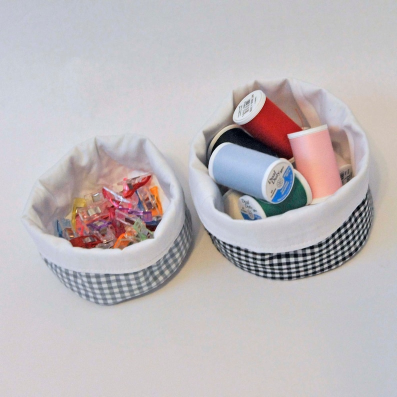 Nesting fabric baskets, PDF downloadable sewing pattern, home storage sewing template and tutorial, easy DIY bowl image 4
