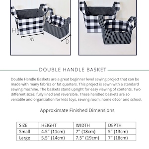 Fabric Basket With Handles, PDF Downloadable Sewing Pattern, Home ...