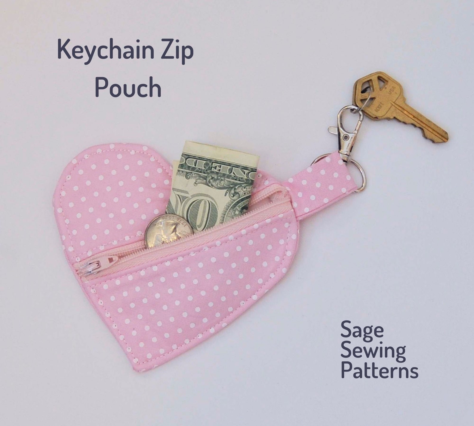 Keychain Zipper Pouch PDF Downloadable Sewing Pattern Coin Etsy UK