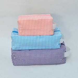 Boxy Pouch Zipper bag, PDF downloadable sewing pattern, 3 sizes Cosmetic Bag sewing tutorial, travel zip bag