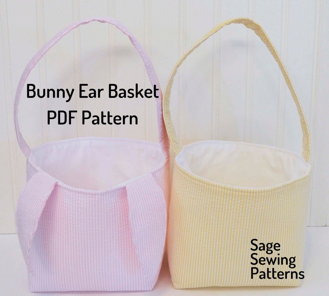 Easter Bunny Basket, PDF Downloadable Sewing Pattern, Fabric Handle ...