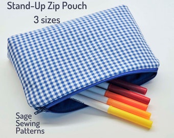 Zipper Bag Pencil Case, PDF downloadable sewing pattern, pencil bag sewing template and tutorial, craft supply organizer