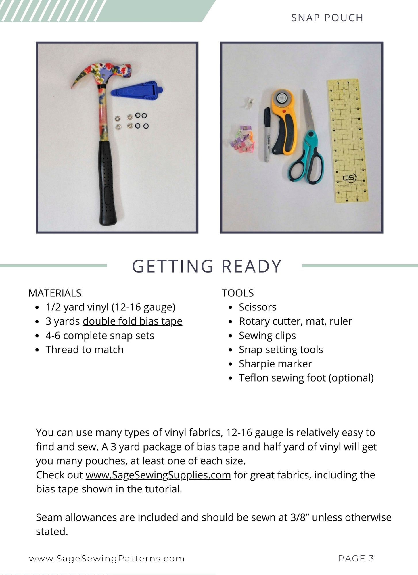 PDF Sewing Pattern Vinyl Snap Pouch, Easy Tutorial for Clear View ...