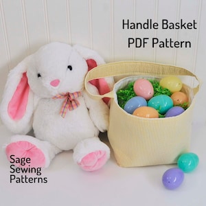 DIY Easter Basket, PDF downloadable sewing pattern, Easter Basket sewing template and tutorial, easy DIY basket