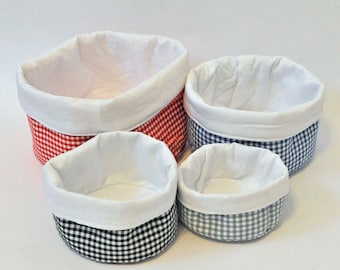Round bottom fabric bucket, 4 sizes PDF downloadable sewing pattern, home storage sewing template and tutorial, easy DIY bowl