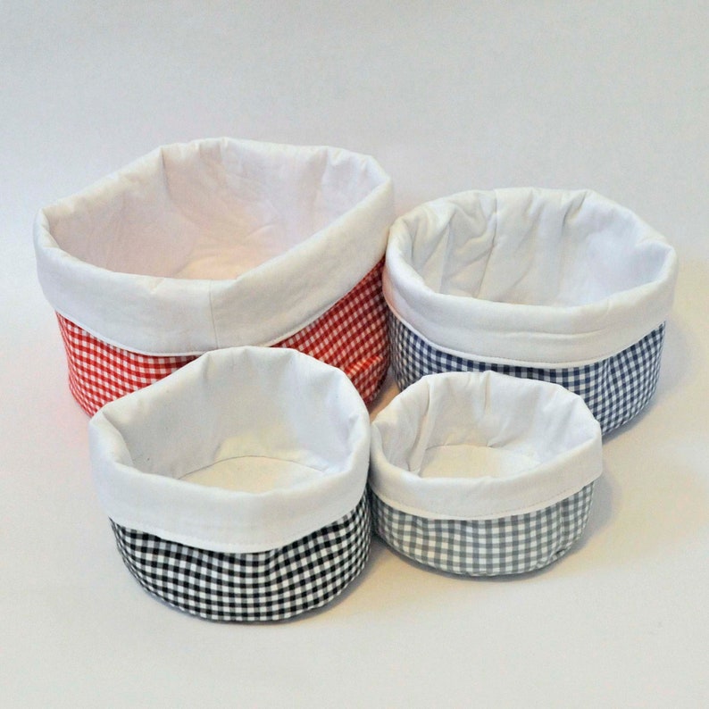 Nesting fabric baskets, PDF downloadable sewing pattern, home storage sewing template and tutorial, easy DIY bowl image 5
