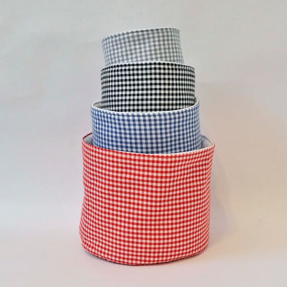 Nesting fabric baskets, PDF downloadable sewing pattern, home storage sewing template and tutorial, easy DIY bowl