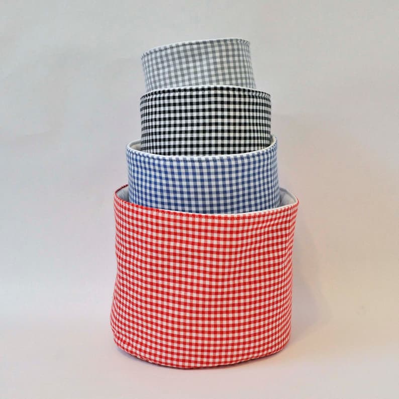 Nesting fabric baskets, PDF downloadable sewing pattern, home storage sewing template and tutorial, easy DIY bowl image 1
