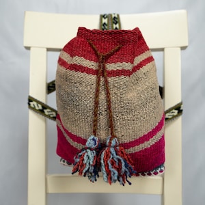 Mochila de lana de oveja tejida a mano, Mochila unisex, Mochila de hombro, Mochila boho, Bolsos y carteras de algodón, Mochila Franco