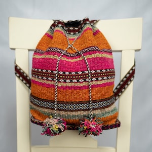 Mochila de Lana de Oveja Tejida a Mano, Mochila Monedero Unisex, Mochila de Hombro, Mochila Boho, Bolsos y Carteras de Algodon, Mochila Franco,