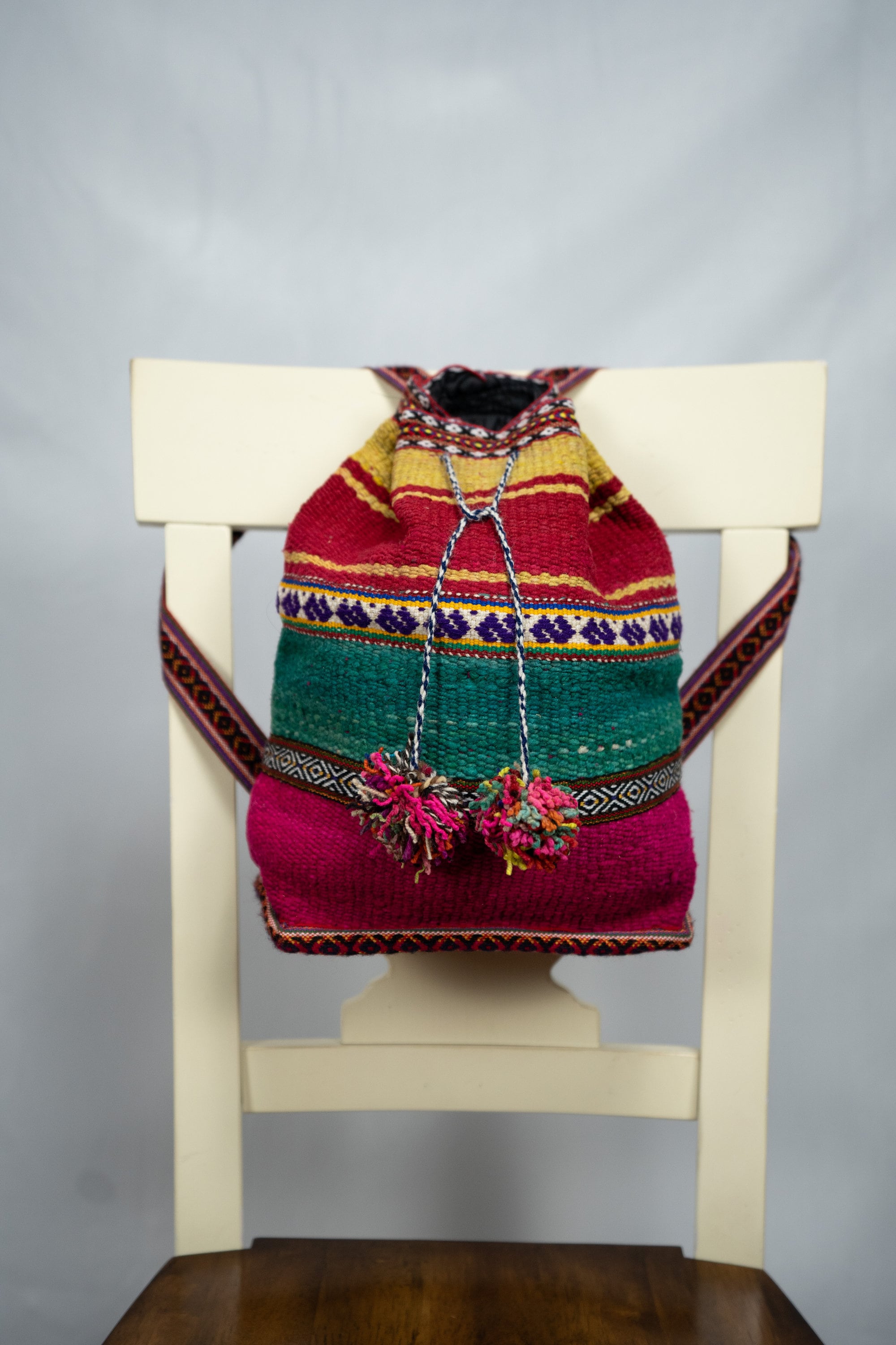Handwoven Sheep Wool Backpack: Andean Boho Bag - Etsy display picture 2