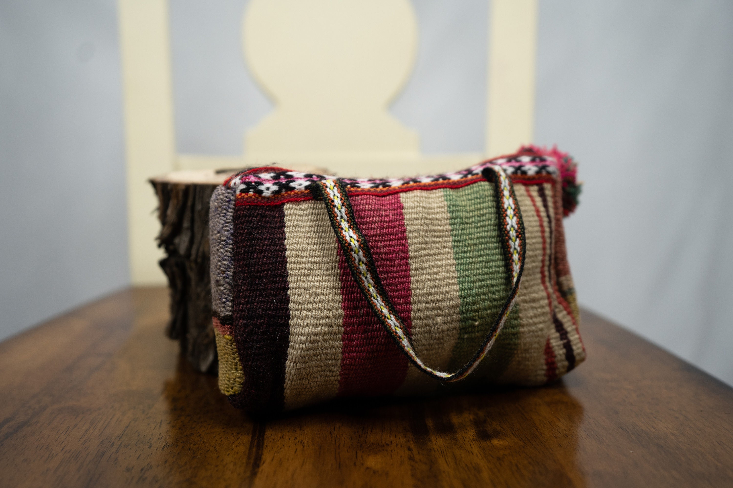 Handwoven Sheep Wool Purse: Andean Boho Bag