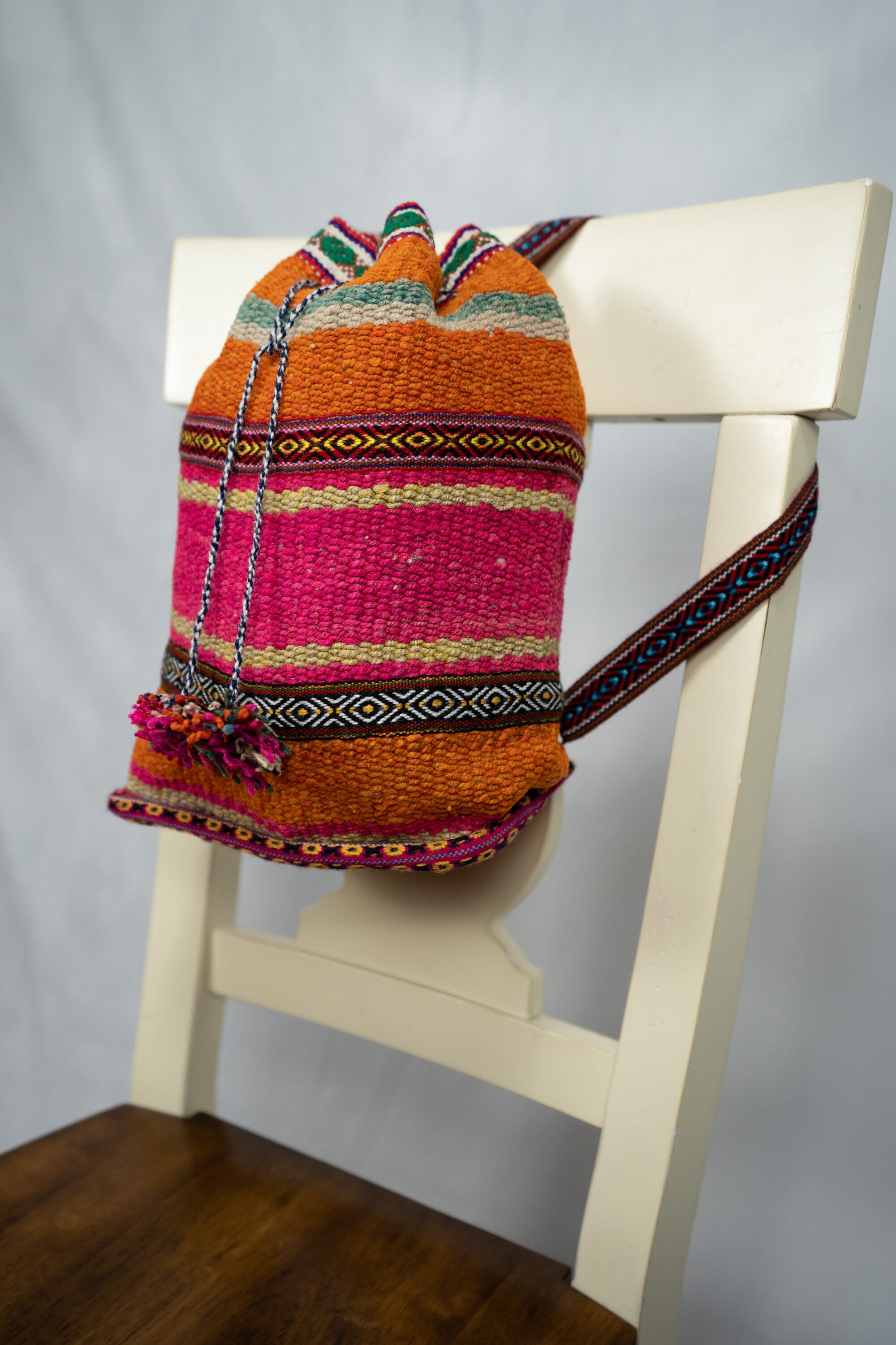Handwoven Sheep Wool Backpack: Andean Boho Shoulder Bag - Etsy